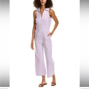 Monrow Halter Polo Linen-Blend Jumpsuit light purple Sz S